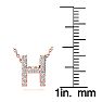 Letter H Diamond Initial Necklace In 14K Rose Gold With 13 Diamonds Image-4