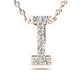 Letter I Diamond Initial Necklace In 14K Rose Gold With 13 Diamonds Image-1