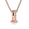 Letter I Diamond Initial Necklace In 14K Rose Gold With 13 Diamonds Image-2