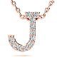 Letter J Diamond Initial Necklace In 14K Rose Gold With 13 Diamonds Image-1