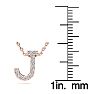Letter J Diamond Initial Necklace In 14K Rose Gold With 13 Diamonds Image-4