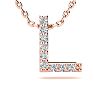 Letter L Diamond Initial Necklace In 14K Rose Gold With 13 Diamonds Image-1