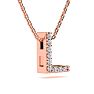 Letter L Diamond Initial Necklace In 14K Rose Gold With 13 Diamonds Image-2