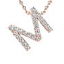 Letter M Diamond Initial Necklace In 14K Rose Gold With 13 Diamonds Image-1
