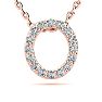 Letter O Diamond Initial Necklace In 14K Rose Gold With 13 Diamonds Image-1