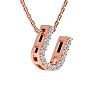 Letter U Diamond Initial Necklace In 14K Rose Gold With 13 Diamonds Image-2
