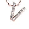 Letter V Diamond Initial Necklace In 14K Rose Gold With 13 Diamonds Image-1