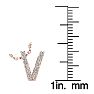 Letter V Diamond Initial Necklace In 14K Rose Gold With 13 Diamonds Image-4