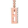 Letter W Diamond Initial Necklace In 14K Rose Gold With 13 Diamonds Image-3