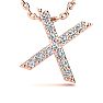 Letter X Diamond Initial Necklace In 14K Rose Gold With 13 Diamonds Image-1