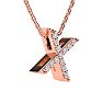 Letter X Diamond Initial Necklace In 14K Rose Gold With 13 Diamonds Image-2