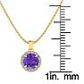 3/4 Carat Round Shape Amethyst and Halo Diamond Necklace In 14 Karat Yellow Gold Image-3