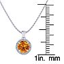 3/4 Carat Round Shape Citrine and Halo Diamond Necklace In 14 Karat White Gold Image-3