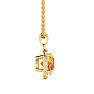 3/4 Carat Round Shape Citrine and Halo Diamond Necklace In 14 Karat Yellow Gold Image-2
