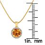 3/4 Carat Round Shape Citrine and Halo Diamond Necklace In 14 Karat Yellow Gold Image-3