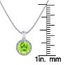 1 Carat Round Shape Peridot and Halo Diamond Necklace In 14 Karat White Gold Image-3