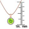 1 Carat Round Shape Peridot and Halo Diamond Necklace In 14 Karat Rose Gold Image-3