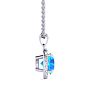 1 Carat Round Shape Blue Topaz and Halo Diamond Necklace In 14 Karat White Gold Image-2
