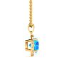 1 Carat Round Shape Blue Topaz and Halo Diamond Necklace In 14 Karat Yellow Gold Image-2