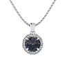3/4 Carat Round Shape Mystic Topaz Necklace With Diamond Halo In 14 Karat White Gold, 18 Inches Image-1