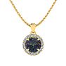3/4 Carat Round Shape Mystic Topaz Necklace With Diamond Halo In 14 Karat Yellow Gold, 18 Inches Image-1