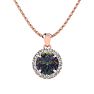 3/4 Carat Round Shape Mystic Topaz Necklace With Diamond Halo In 14 Karat Rose Gold, 18 Inches Image-1