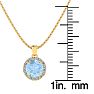 Aquamarine Necklace: Aquamarine Jewelry: 1 Carat Round Shape Aquamarine and Halo Diamond Necklace In 14 Karat Yellow Gold Image-3