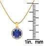 1 Carat Round Shape Tanzanite and Halo Diamond Necklace In 14 Karat Yellow Gold Image-3