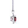 Garnet Necklace: Garnet Jewelry: 1 1/4 Carat Round Shape Garnet and Halo Diamond Necklace In 14 Karat White Gold Image-2