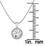 3/4 Carat Round Shape Green Amethyst and Halo Diamond Necklace In 14 Karat White Gold Image-3