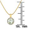 3/4 Carat Round Shape Green Amethyst and Halo Diamond Necklace In 14 Karat Yellow Gold Image-3