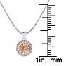 1 Carat Round Shape Morganite Necklace with Diamond Halo In 14 Karat White Gold With 18 Inch Chain Image-3