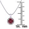 1 Carat Round Shape Ruby and Halo Diamond Necklace In 14 Karat White Gold Image-3