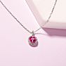 1 Carat Round Shape Ruby and Halo Diamond Necklace In 14 Karat White Gold Image-5