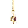 1 Carat Round Shape Ruby and Halo Diamond Necklace In 14 Karat Yellow Gold Image-2