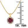 1 Carat Round Shape Ruby and Halo Diamond Necklace In 14 Karat Yellow Gold Image-3