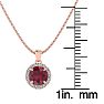 1 Carat Round Shape Ruby and Halo Diamond Necklace In 14 Karat Rose Gold Image-3