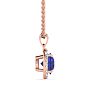 1 Carat Round Shape Sapphire and Halo Diamond Necklace In 14 Karat Rose Gold Image-2