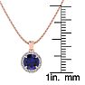 1 Carat Round Shape Sapphire and Halo Diamond Necklace In 14 Karat Rose Gold Image-3