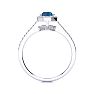 1 Carat Blue Diamond Halo Engagement Ring in 14k White Gold Image-3