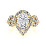 1 1/2 Carat Pear Shape Halo Diamond Fancy Engagement Ring In 14K Yellow Gold Image-1