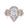 1 1/2 Carat Pear Shape Halo Diamond Fancy Engagement Ring In 14K Rose Gold Image-1