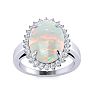 4 Carat Ballerina Opal Ring with Diamonds In 14 Karat White Gold Image-1