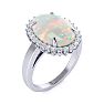 4 Carat Ballerina Opal Ring with Diamonds In 14 Karat White Gold Image-2