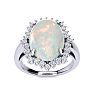 4 Carat Ballerina Opal Ring with Diamonds In 14 Karat White Gold Image-1