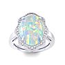 5 Carat Opal Ring with Halo Diamonds In 14 Karat White Gold Image-1
