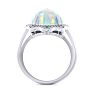 5 Carat Opal Ring with Halo Diamonds In 14 Karat White Gold Image-3