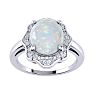 1-2/3 Carat Opal Ring and Halo Diamonds In 14 Karat White Gold Image-1