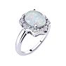 1-2/3 Carat Opal Ring and Halo Diamonds In 14 Karat White Gold Image-2