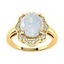 1-2/3 Carat Opal Ring and Halo Diamonds In 14 Karat Yellow Gold Image-1